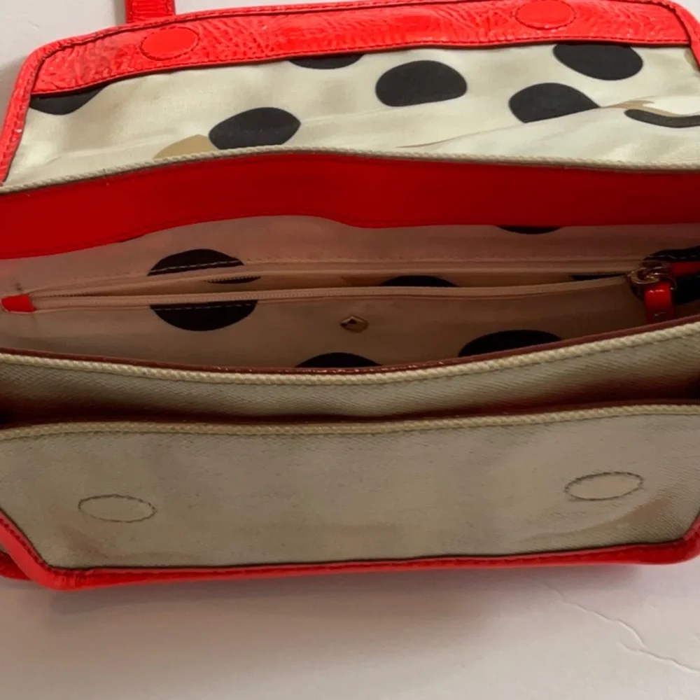 Kate Spade Horseshoe‎ Cove Scout Cream Neon Coral Purse Bag Crossbody Shoulder
